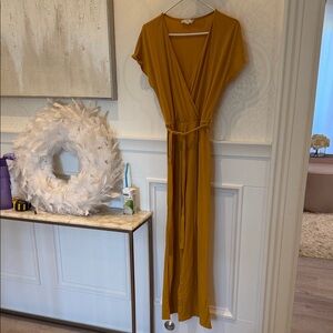 Pink Rose Mustard Maxi Dress